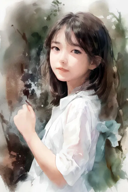 女性水彩画 花を持った若い女の子の絵 a painting of a young girl holding a flower  20230527001012 | SPARK STOCK フリー素材 無料画像