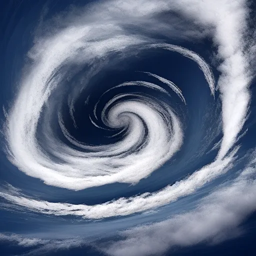 螺旋雲 青い空に渦巻く雲 a spiral of clouds in a blue sky